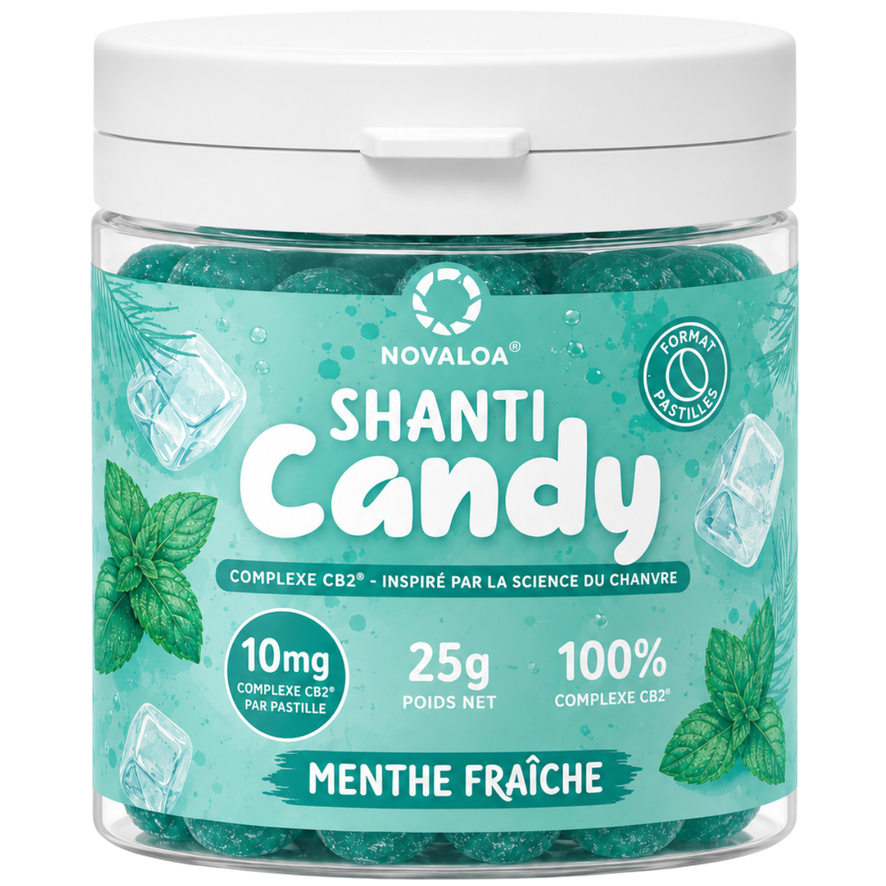 Pastilles Menthe Fraiche CB2 25g - Novaloa Pastilles Menthe Fraiche CB2 25g - Novaloa