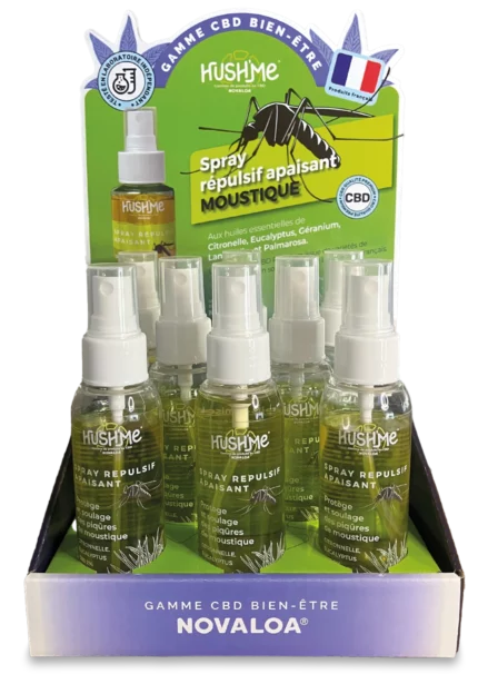 Pésentoir de comptoir "Spray CBD Anti-Moustique"