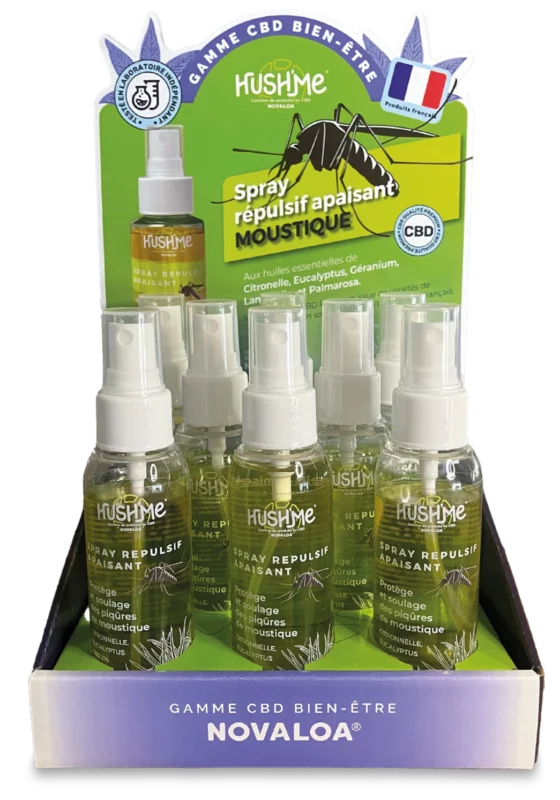 Pésentoir de comptoir "Spray CBD Anti-Moustique"
