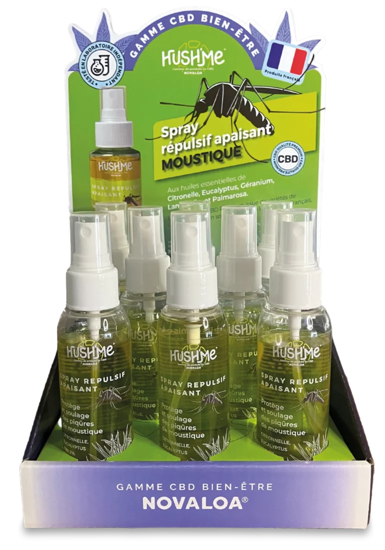 Pésentoir de comptoir "Spray CBD Anti-Moustique"