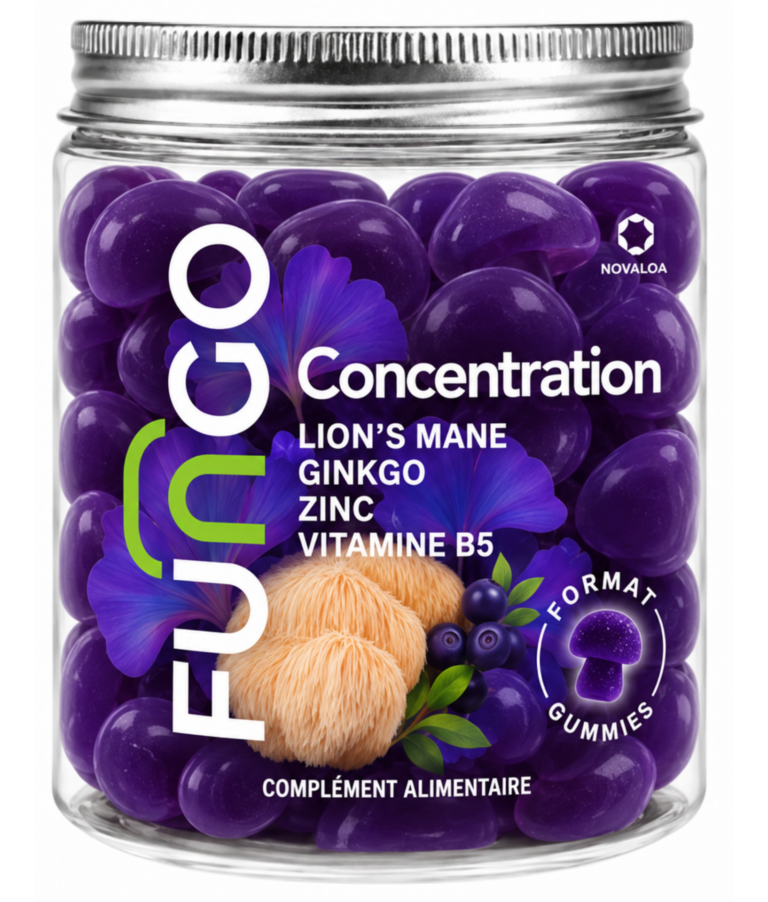 Gummies Concentration Fungo Lion's Mane Ginkgo Zinc Vitamine B5 sans sucre