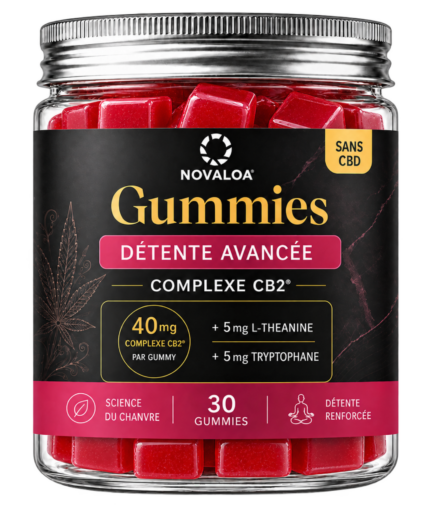 Gummies Détente Avancée 40mg CB2 Framboise Novaloa sans sucre