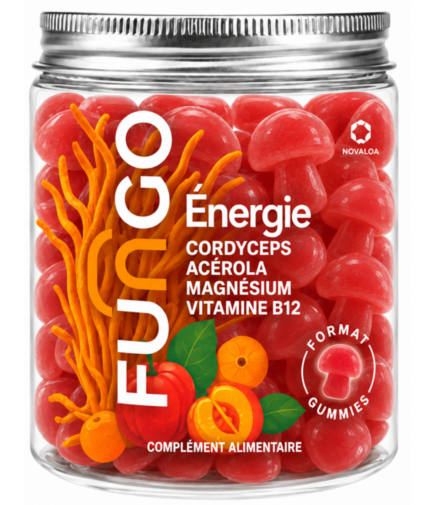 Gummies Énergie Fungo Cordyceps Acérola Magnésium Vitamine B12 sans sucre