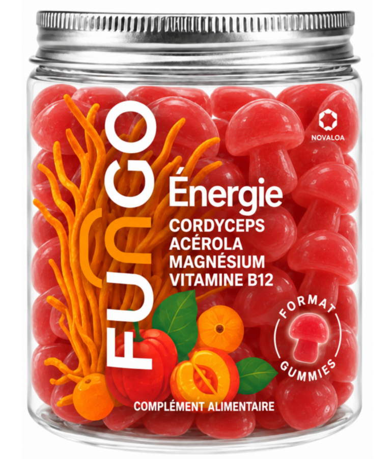 Gummies Énergie Fungo Cordyceps Acérola Magnésium Vitamine B12 sans sucre