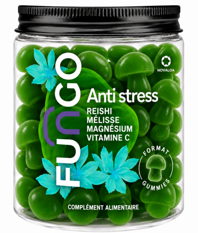 Gummies Anti-Stress Fungo Novaloa, pot avec couvercle aluminium noir