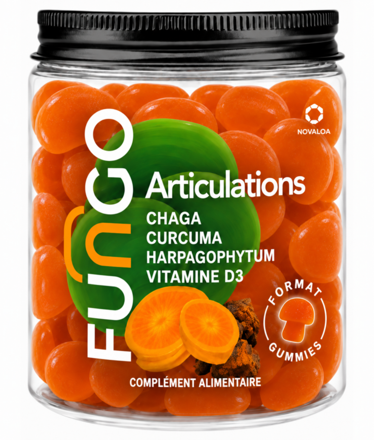 Gummies Articulations Fungo Novaloa, pot avec couvercle aluminium noir