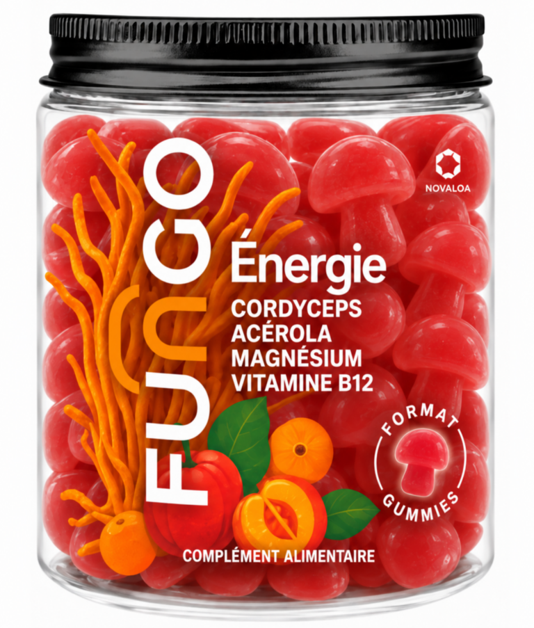 Gummies Energie Fungo Novaloa, pot avec couvercle aluminium noir